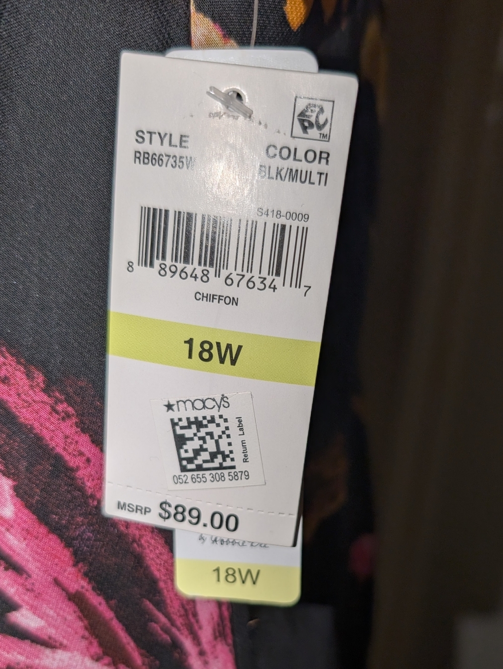 Signature by Robbie Bee Black Maxi Dress with Pink & Orange Floral - Picture 2 of 7